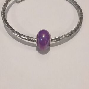 Silver Purple‎ Pearlesque Charm for Pandora Style Bracelet